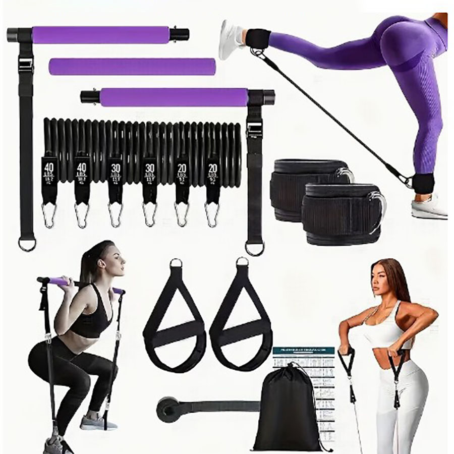 Pilates Bar Kit With Resistance Bands - Bandas de Resistencia de 180 lb