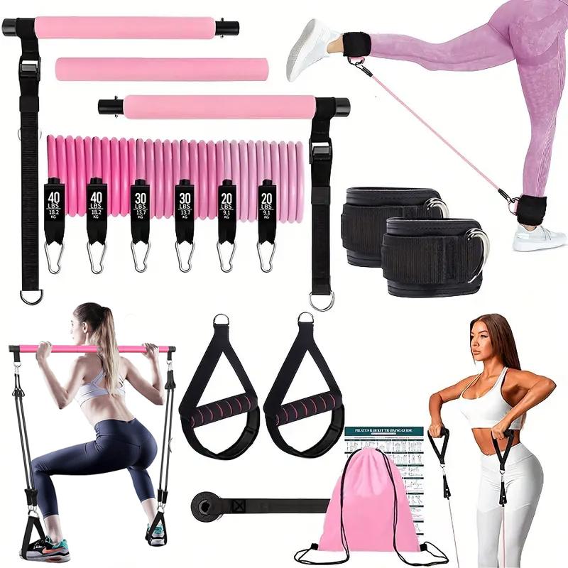 Pilates Bar Kit With Resistance Bands - Kit de barra de Pilates multifuncional