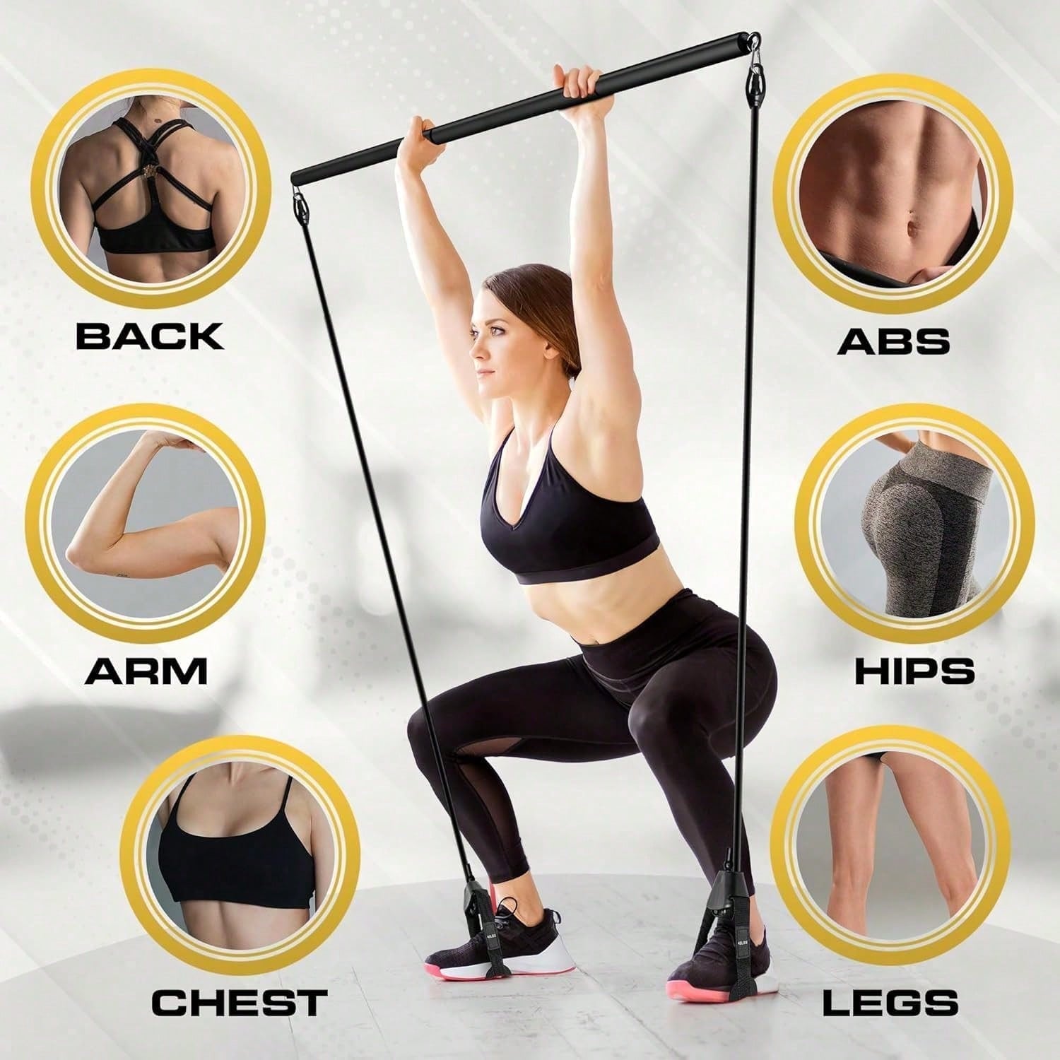 Kit de barra para pilates con  - Pilates Bar Kit With Resistance Bands reseña y precio