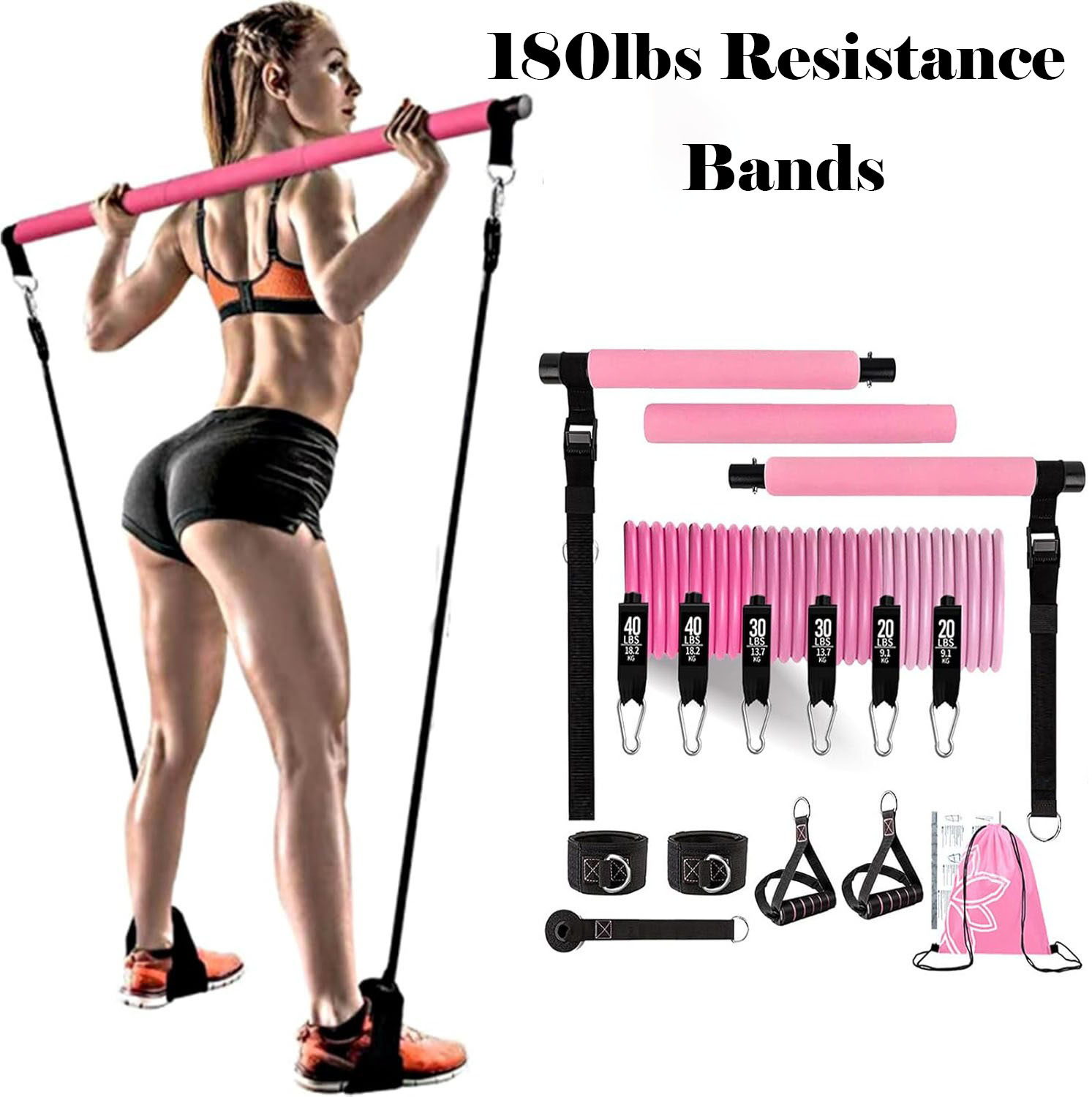Bandas de Resistencia de 180 l - Pilates Bar Kit With Resistance Bands reseña y precio