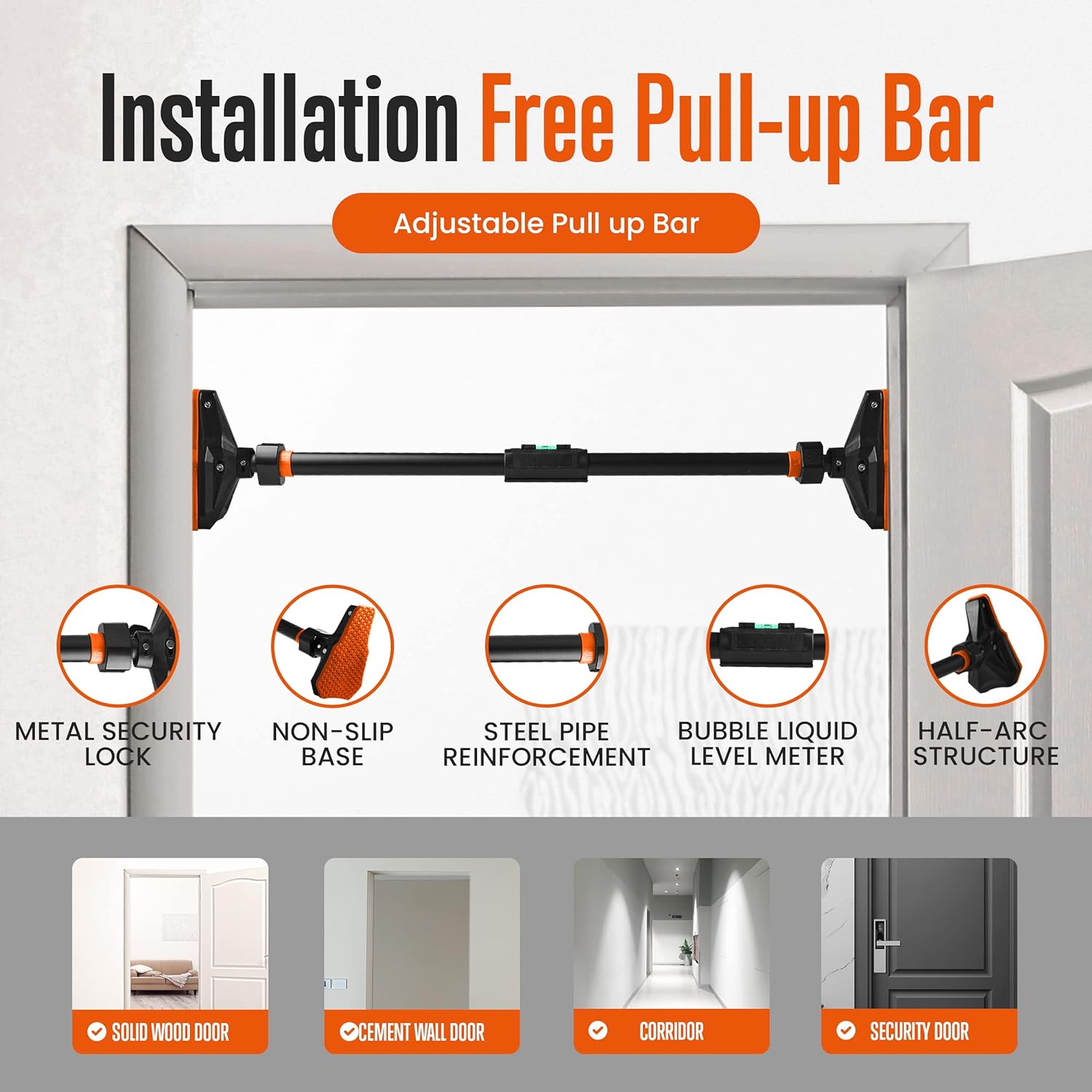 Barra de dominadas para puerta - Door Pull Up Bar No Screw reseña y precio